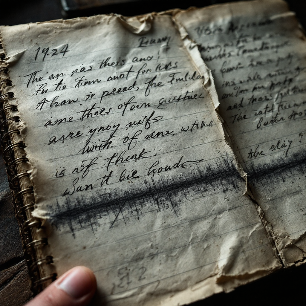 Historical investigation photograph - The Discrepancy of the 1924 Ledger  *Archive ref. WBC/2026/0041. Provenance: est...